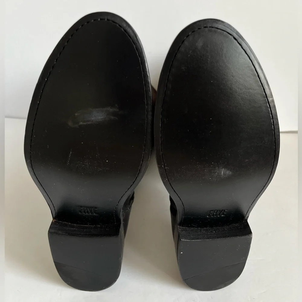 Frye Jayden D Ring Riding Boot Wide Calf BMX EXT Black Brown *flaw* Size 8.5B - Picture 8 of 11